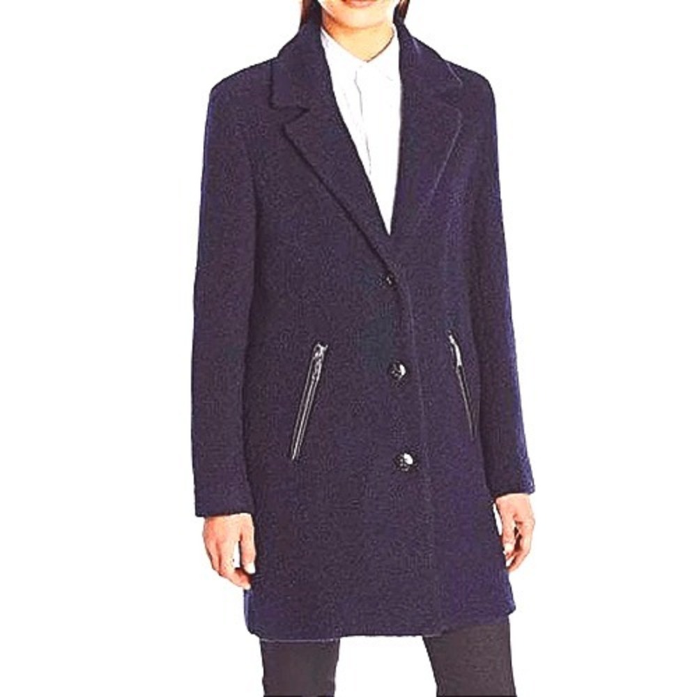 Calvin Klein Wool Pea Coat Women's XXS Button Closure Indigo Blue‎